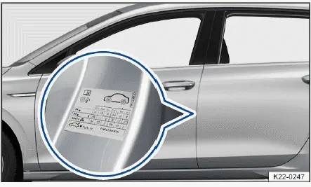 Ubicación del adhesivo de presión en Volkswagen ID.4