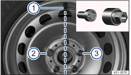 Volkswagen ID.4 montaje rueda posición válvula y tornillo antirrobo