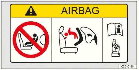 Volkswagen ID.4 etiqueta airbag parasol advertencia asiento infantil