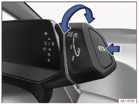 Volkswagen ID.4 selector de marchas diseño y botón freno estacionamiento electrónico ubicación