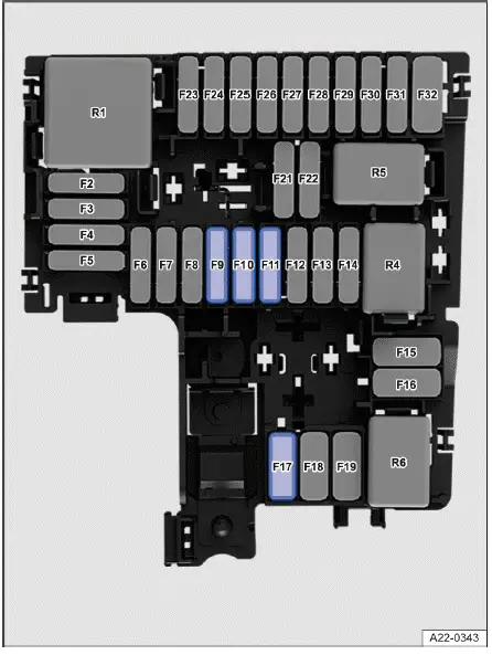 Volkswagen ID.4 esquema posiciones fusibles vano delantero